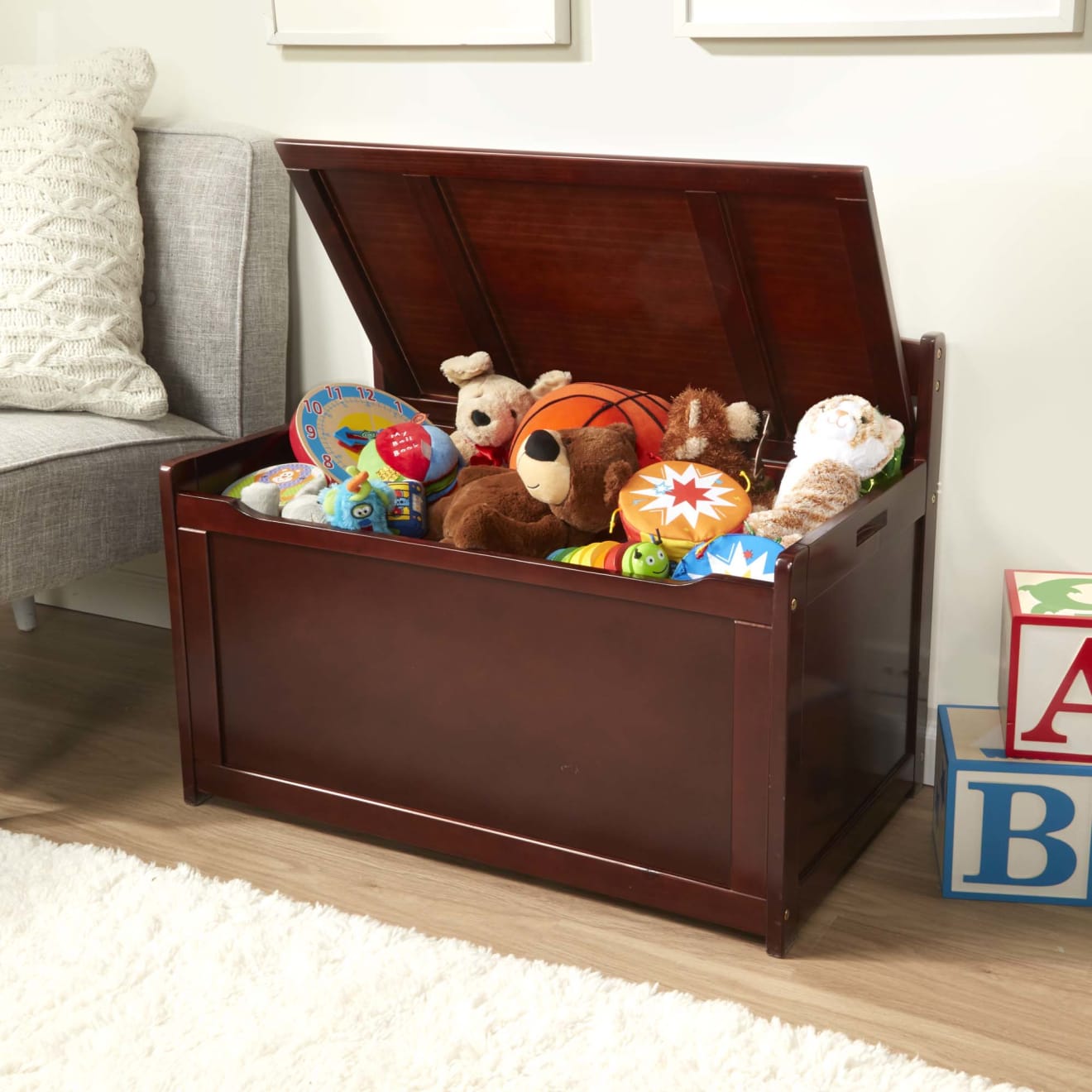 Furniture Premium Quality Wooden Toy Chest (Espresso) - Durable Material and Safe Design for Daily Kids Play