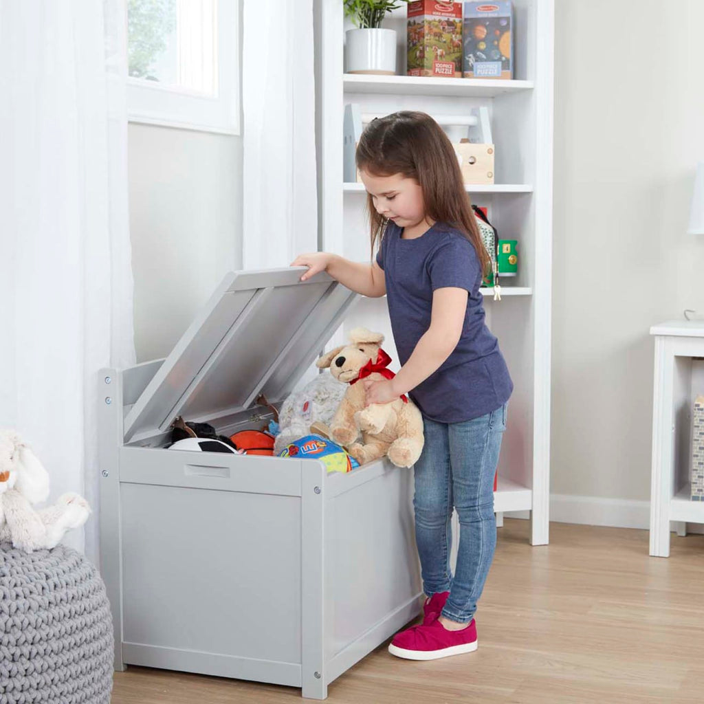 Furniture Premium Quality Wooden Toy Chest (Gray) - Durable Material and Safe Design for Daily Kids Play