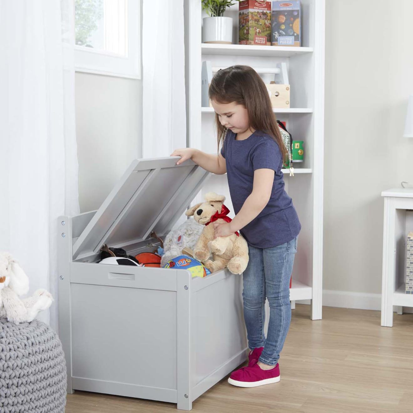Furniture Premium Quality Wooden Toy Chest (Gray) - Durable Material and Safe Design for Daily Kids Play