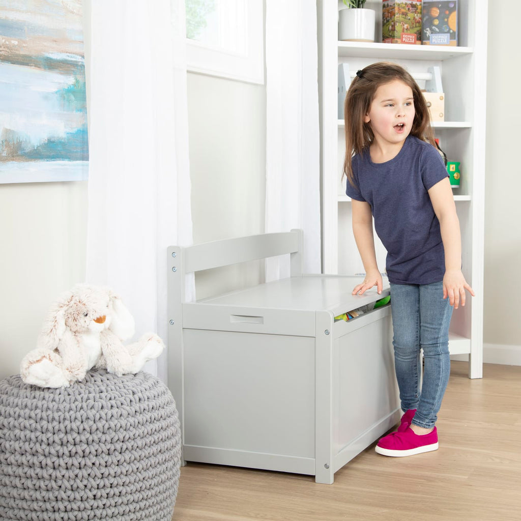 Furniture Premium Quality Wooden Toy Chest (Gray) - Durable Material and Safe Design for Daily Kids Play