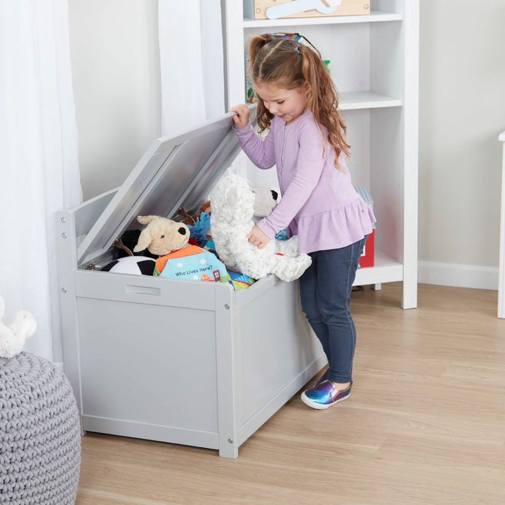 Furniture Premium Quality Wooden Toy Chest (Gray) - Durable Material and Safe Design for Daily Kids Play