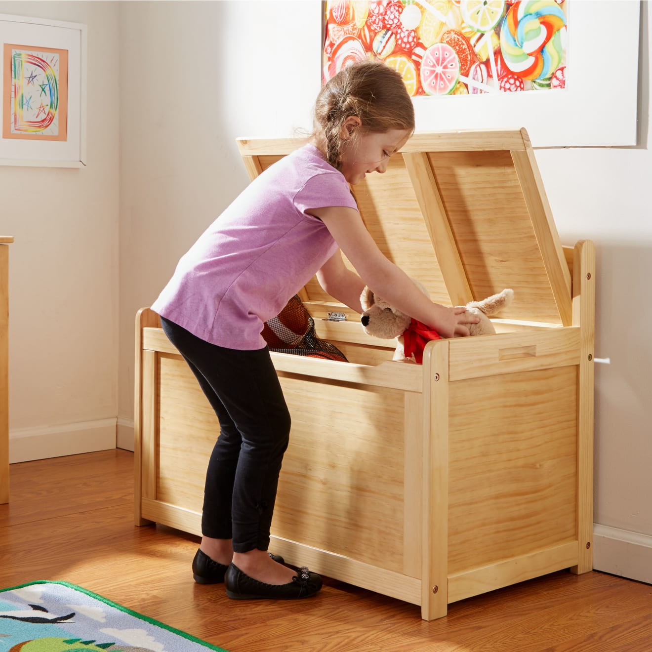 Furniture Premium Quality Wooden Toy Chest (Honey) - Durable Material and Safe Design for Daily Kids Play