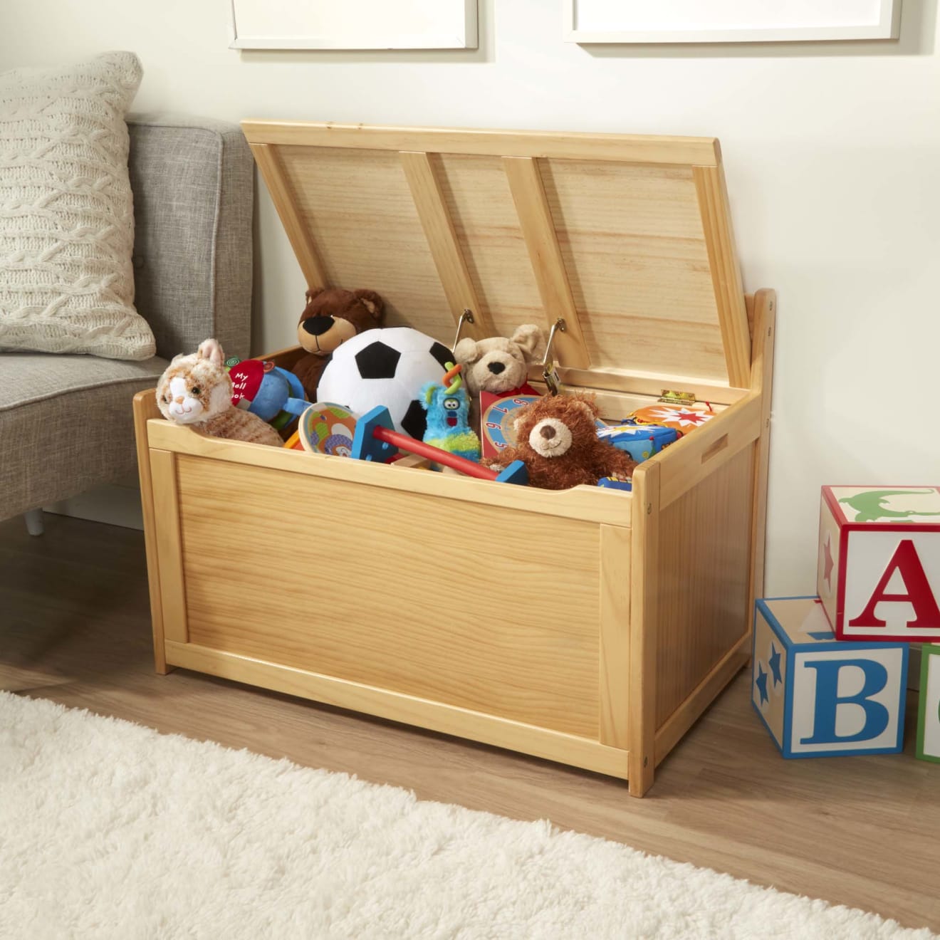 Furniture Premium Quality Wooden Toy Chest (Honey) - Durable Material and Safe Design for Daily Kids Play