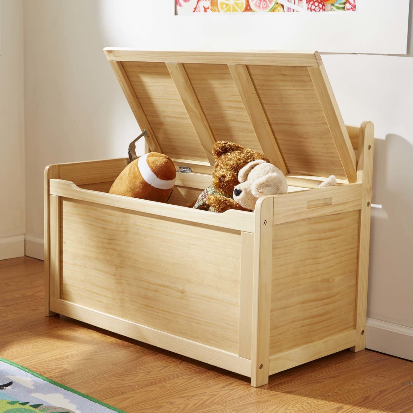Furniture Premium Quality Wooden Toy Chest (Honey) - Durable Material and Safe Design for Daily Kids Play