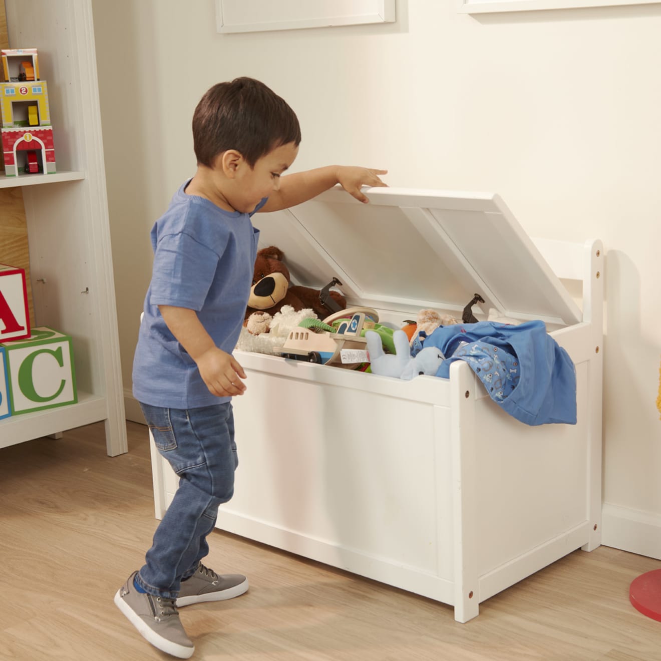 Furniture Premium Quality Wooden Toy Chest (White) - Durable Material and Safe Design for Daily Kids Play