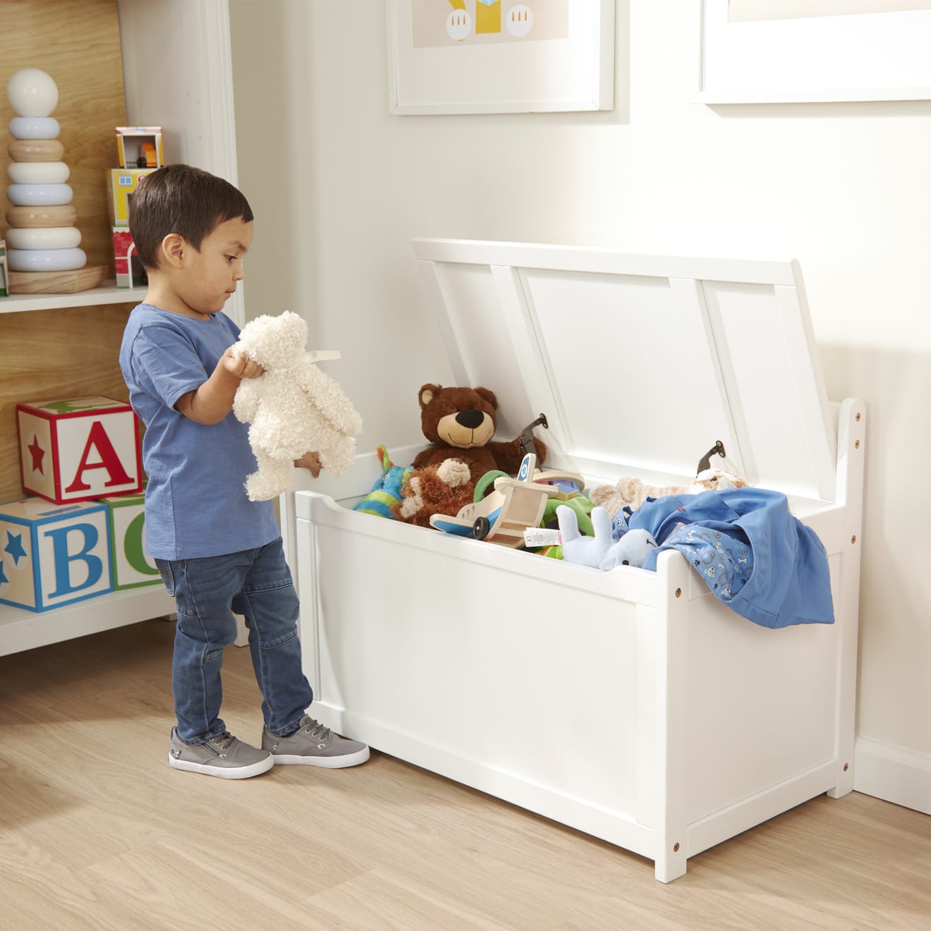 Furniture Premium Quality Wooden Toy Chest (White) - Durable Material and Safe Design for Daily Kids Play