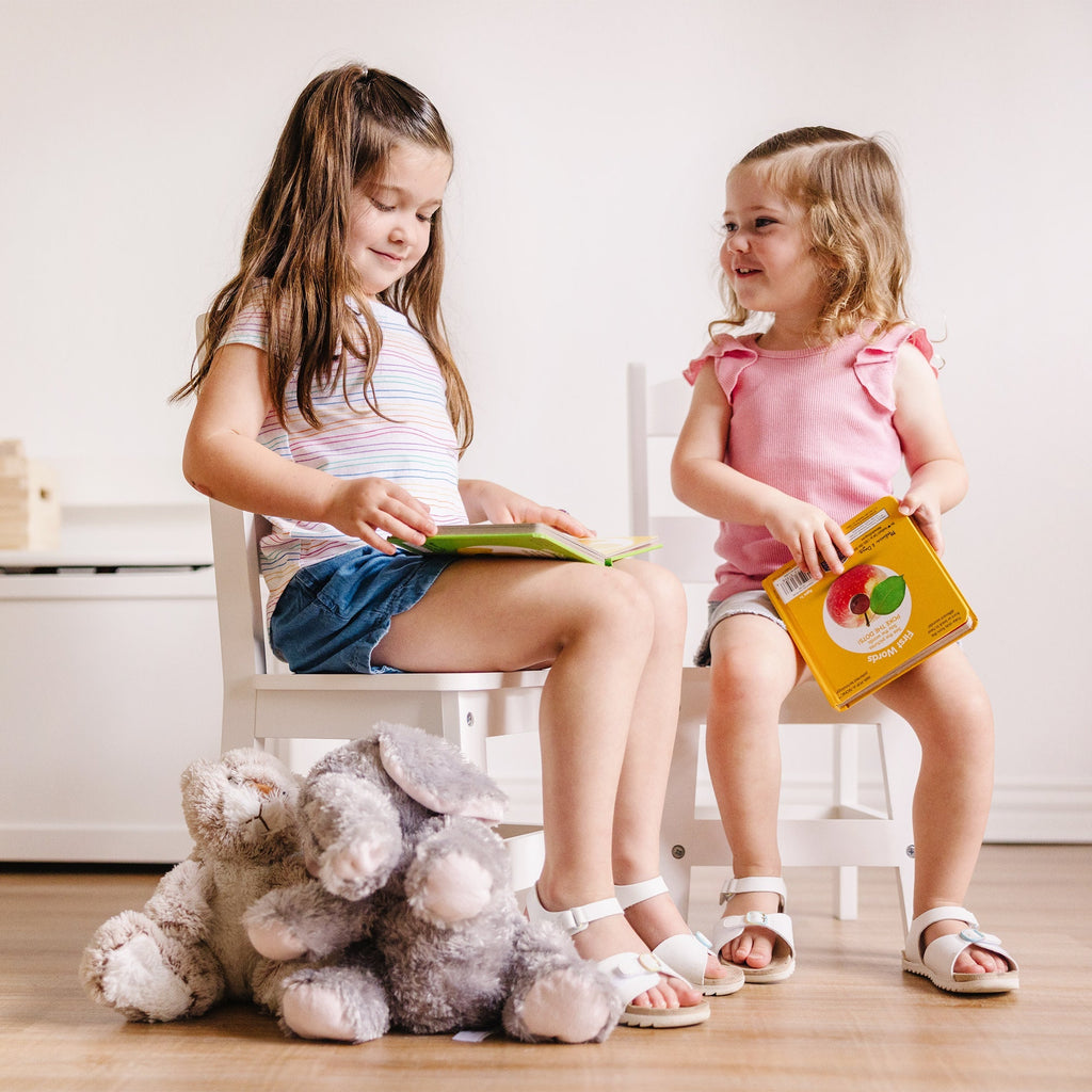 Furniture Premium Quality Wooden Chair Pair  - White - Durable Material and Safe Design for Daily Kids Play