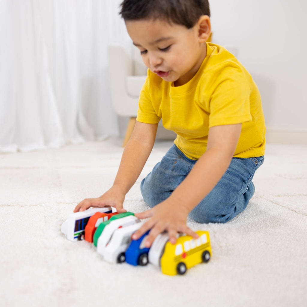 Vehicles & Trains Premium Quality Wooden Town Vehicles Set - Durable Material and Safe Design for Daily Kid...