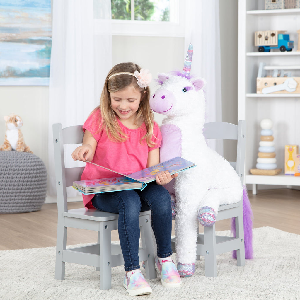 Furniture Premium Quality Child’s Wooden Chair Pair – Gray - Durable Material and Safe Design for Daily Kid...