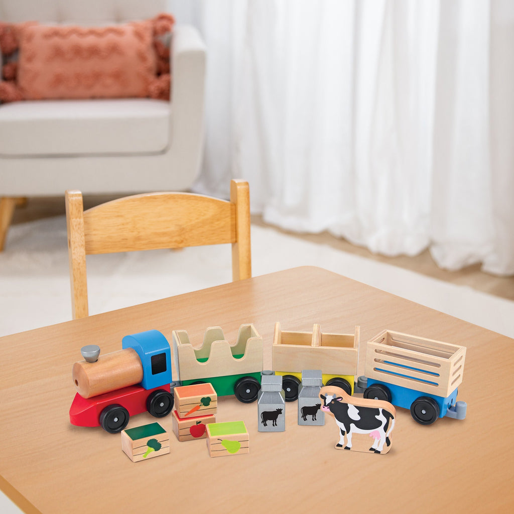 Vehicles & Trains Premium Quality Wooden Farm Train - Durable Material and Safe Design for Daily Kids Play