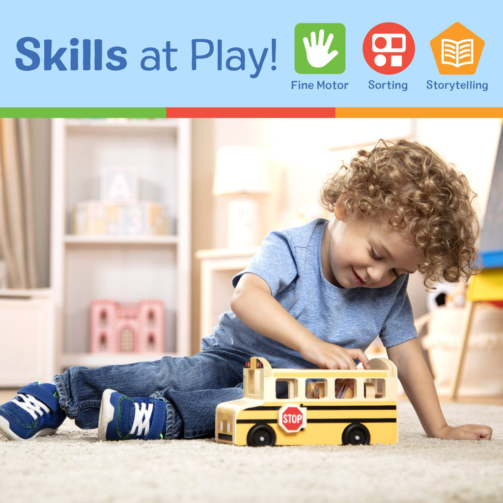 Vehicles & Trains Premium Quality Wooden School Bus - Durable Material and Safe Design for Daily Kids Play