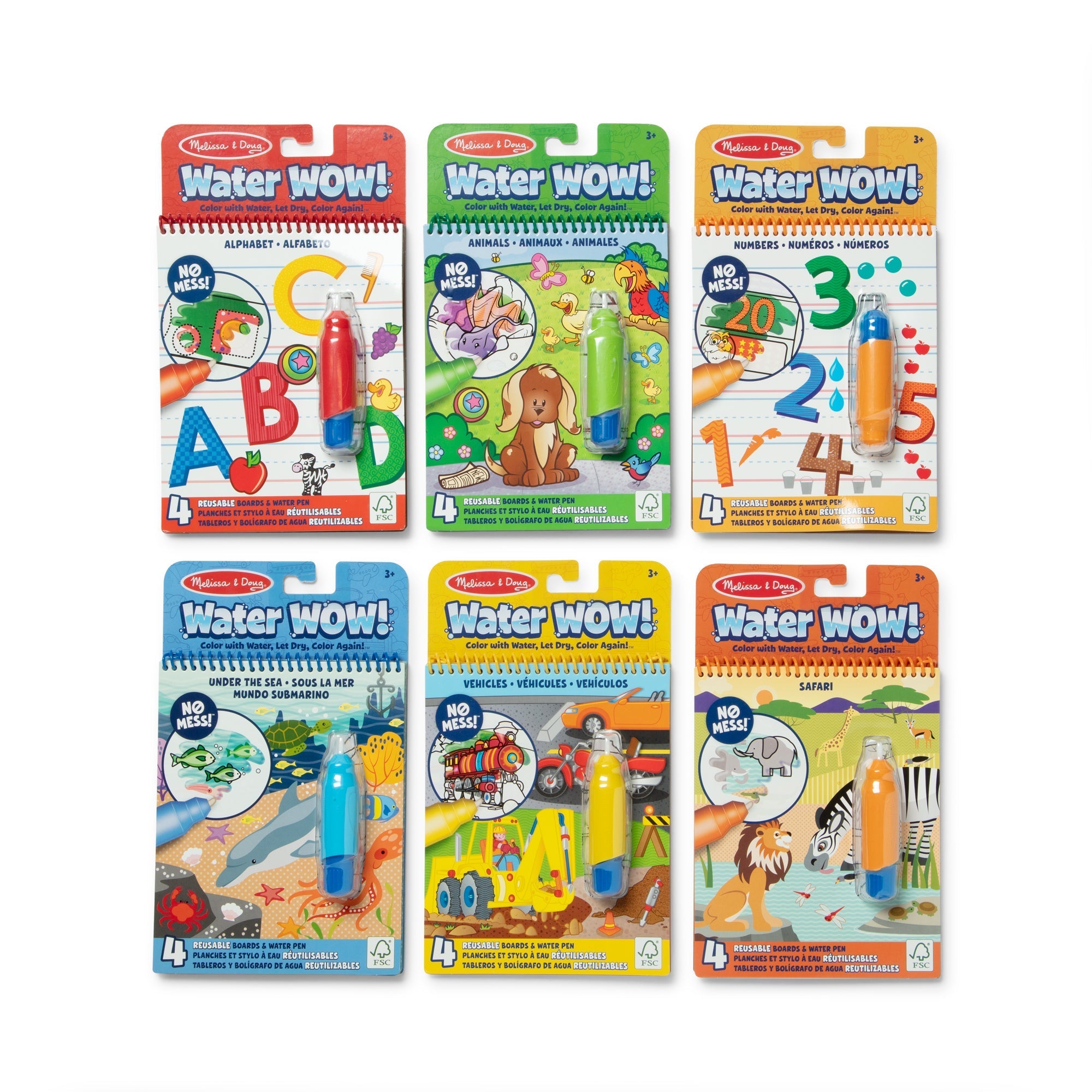 Activity Books Premium Quality Water WOW! 6-Pack – Animals, Vehicles, Alphabet, Numbers, Safari, Under the ...