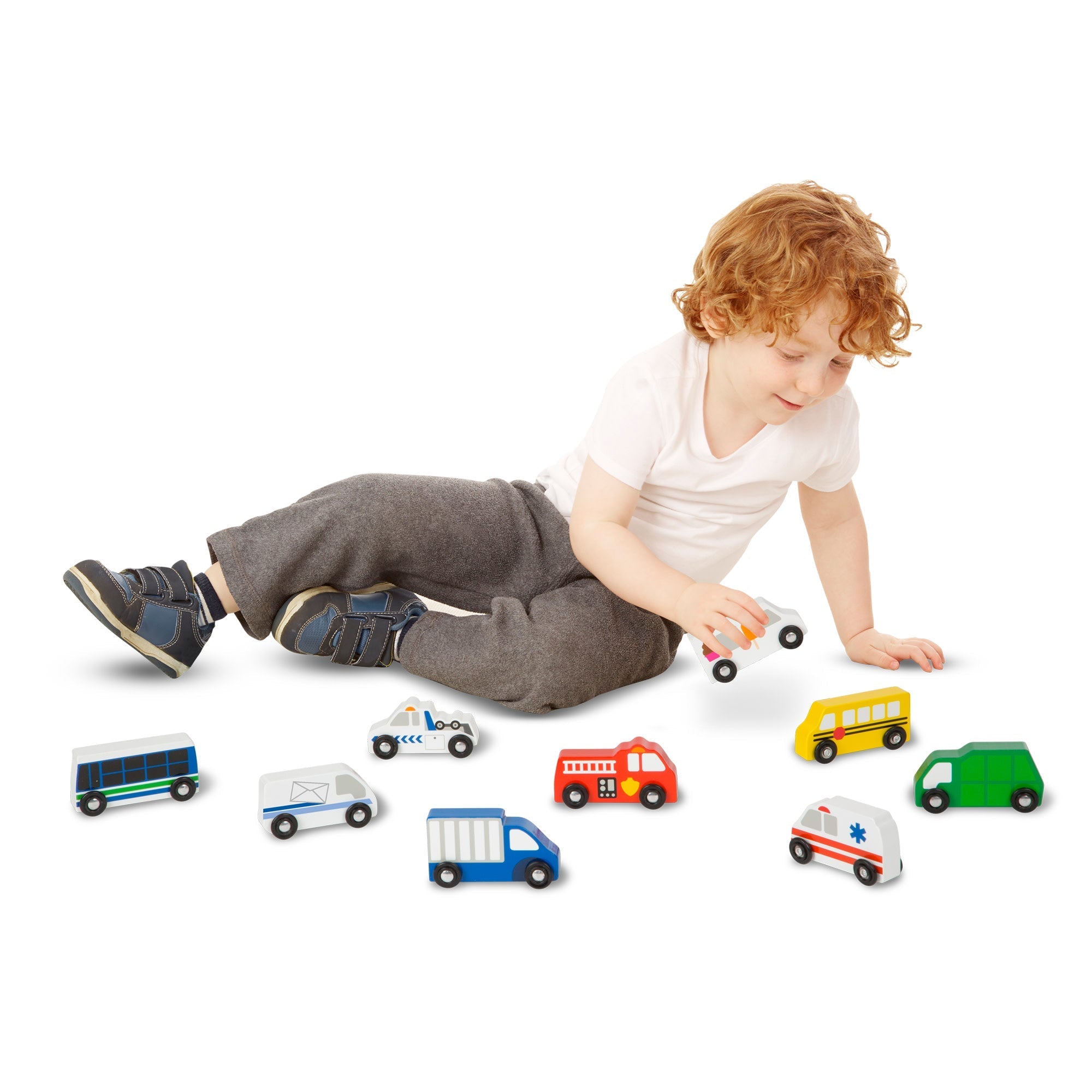 Vehicles & Trains Premium Quality Wooden Town Vehicles Set - Durable Material and Safe Design for Daily Kid...