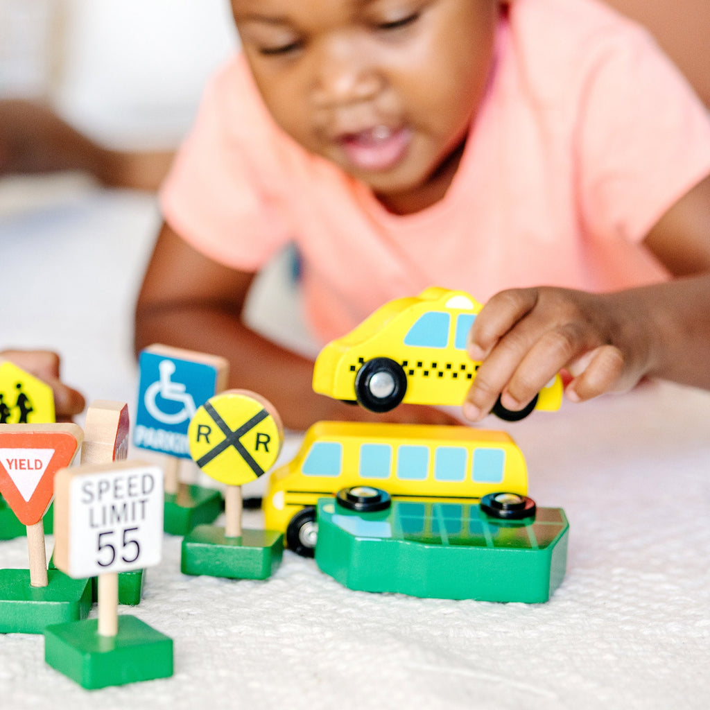 Vehicles & Trains Premium Quality Wooden Vehicles and Traffic Signs - Durable Material and Safe Design for ...