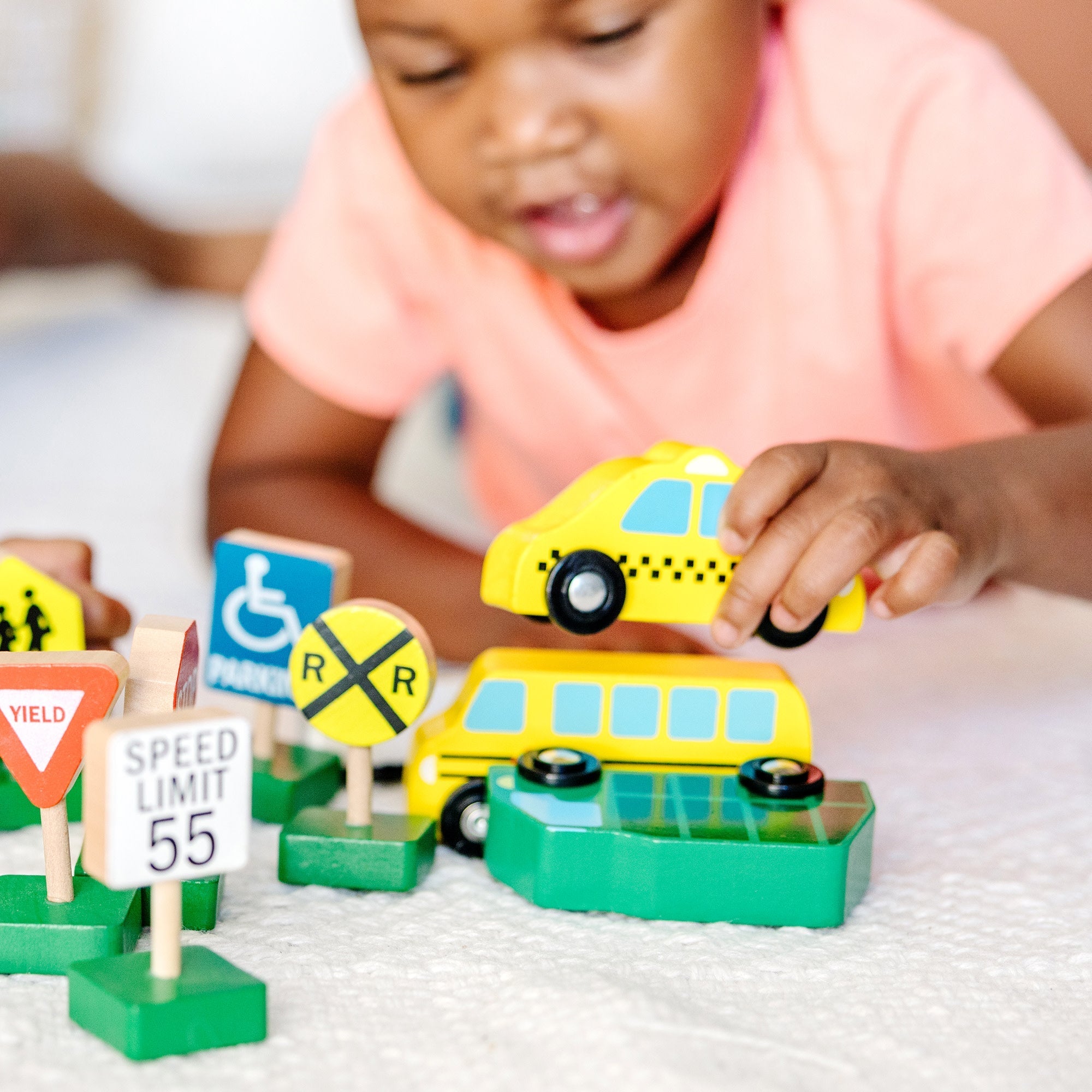 Vehicles & Trains Premium Quality Wooden Vehicles and Traffic Signs - Durable Material and Safe Design for ...