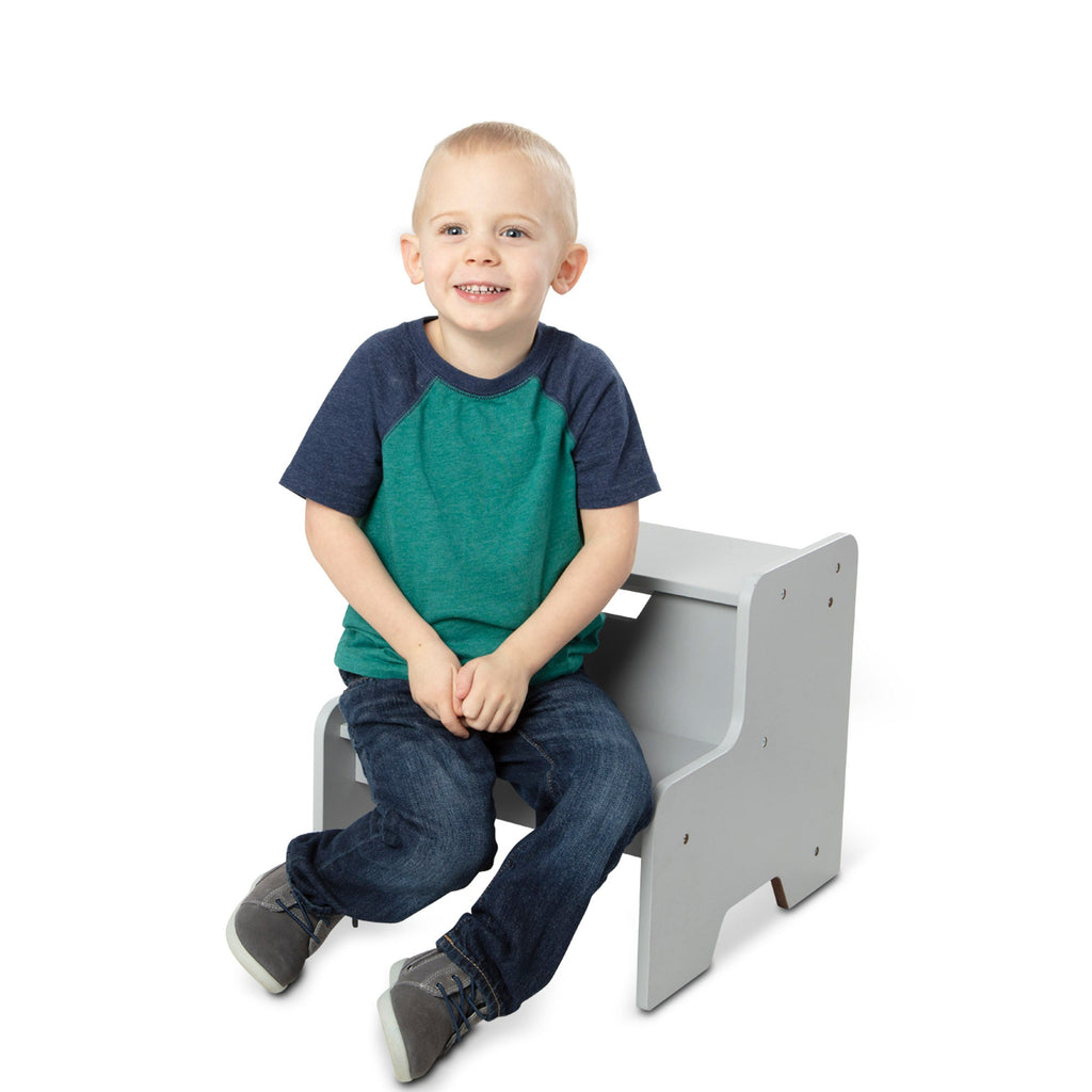 Furniture Premium Quality Wooden Step Stool – Gray - Durable Material and Safe Design for Daily Kids Play