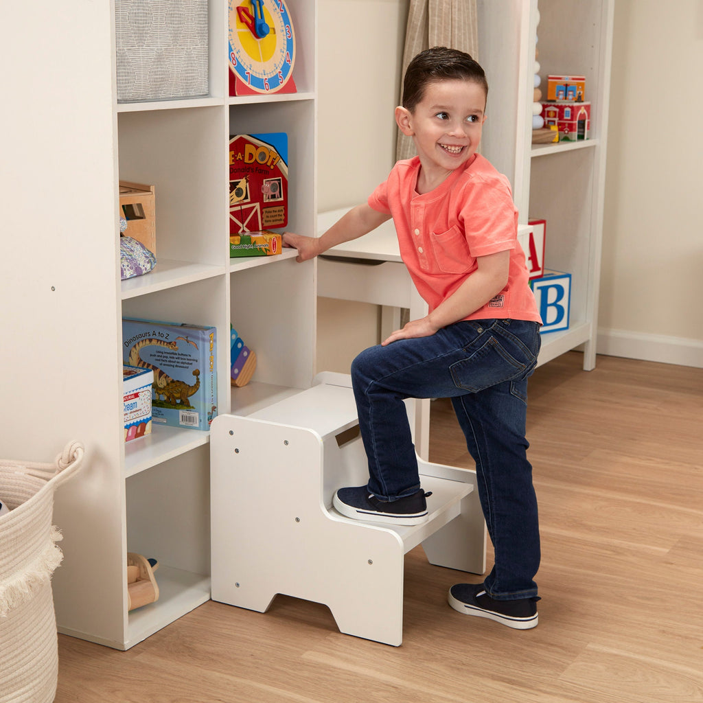 Furniture Premium Quality Wooden Step Stool - White - Durable Material and Safe Design for Daily Kids Play
