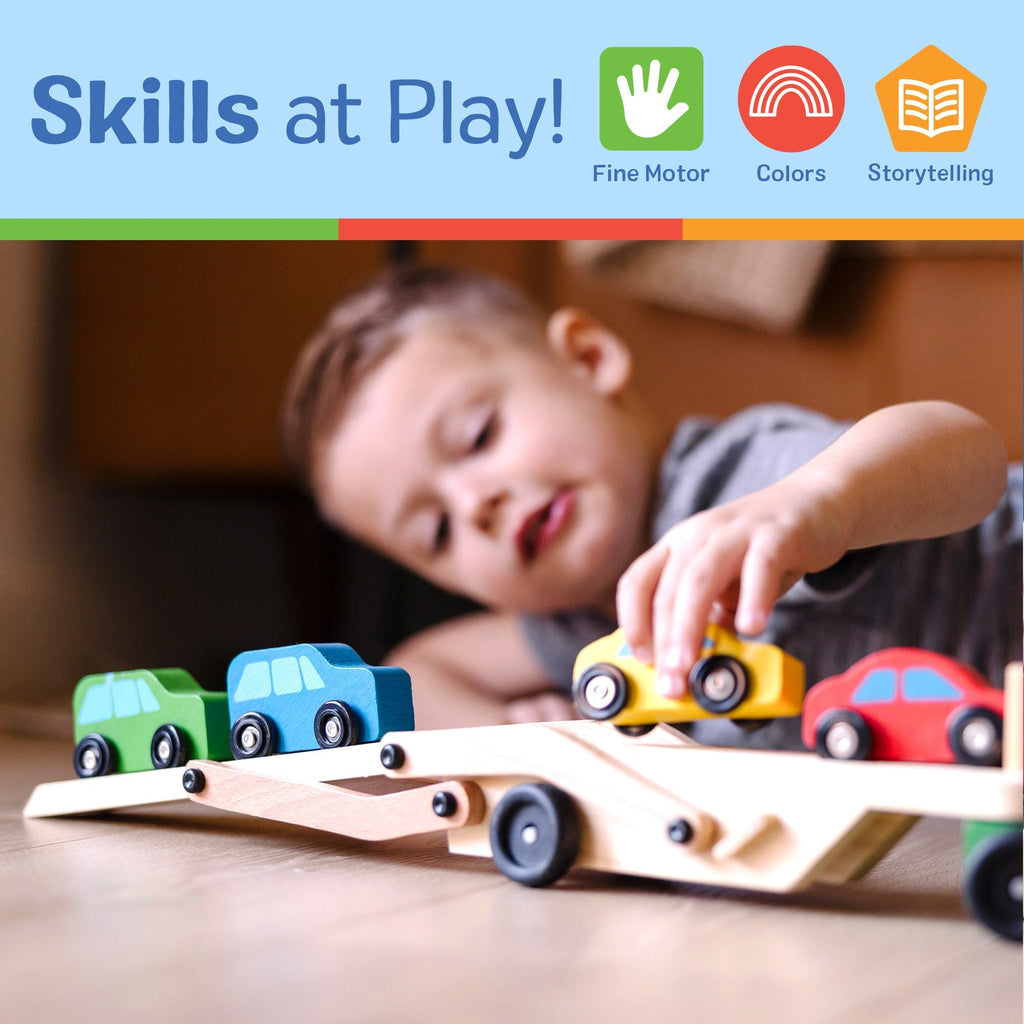 Vehicles & Trains Premium Quality Wooden Car Carrier - Durable Material and Safe Design for Daily Kids Play