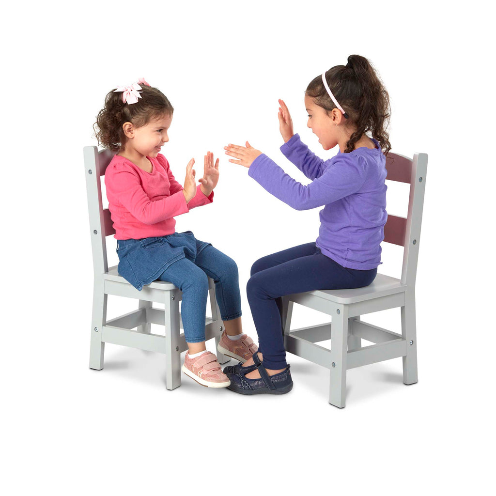Furniture Premium Quality Child’s Wooden Chair Pair – Gray - Durable Material and Safe Design for Daily Kid...