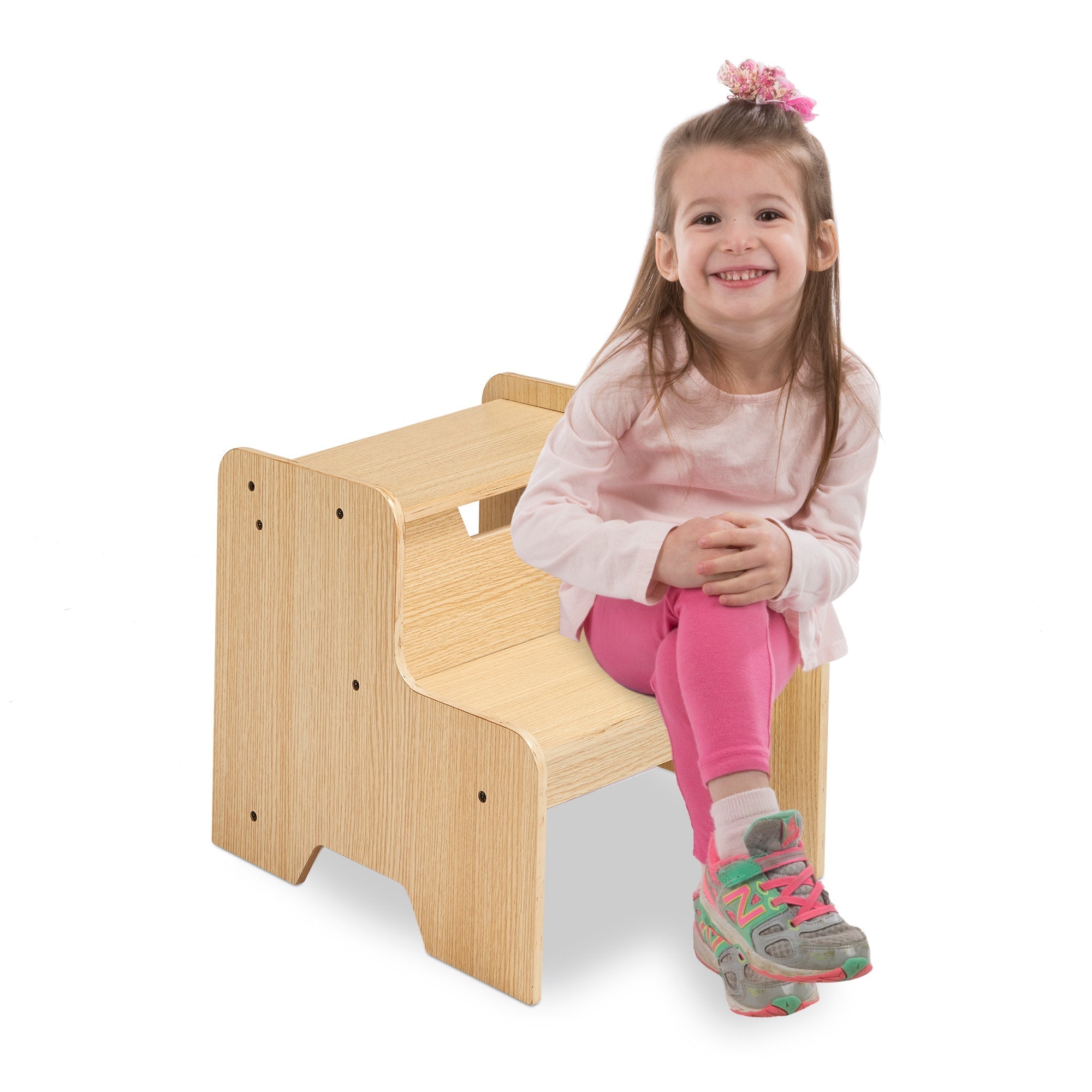 Furniture Premium Quality Wooden Step Stool - Natural - Durable Material and Safe Design for Daily Kids Play