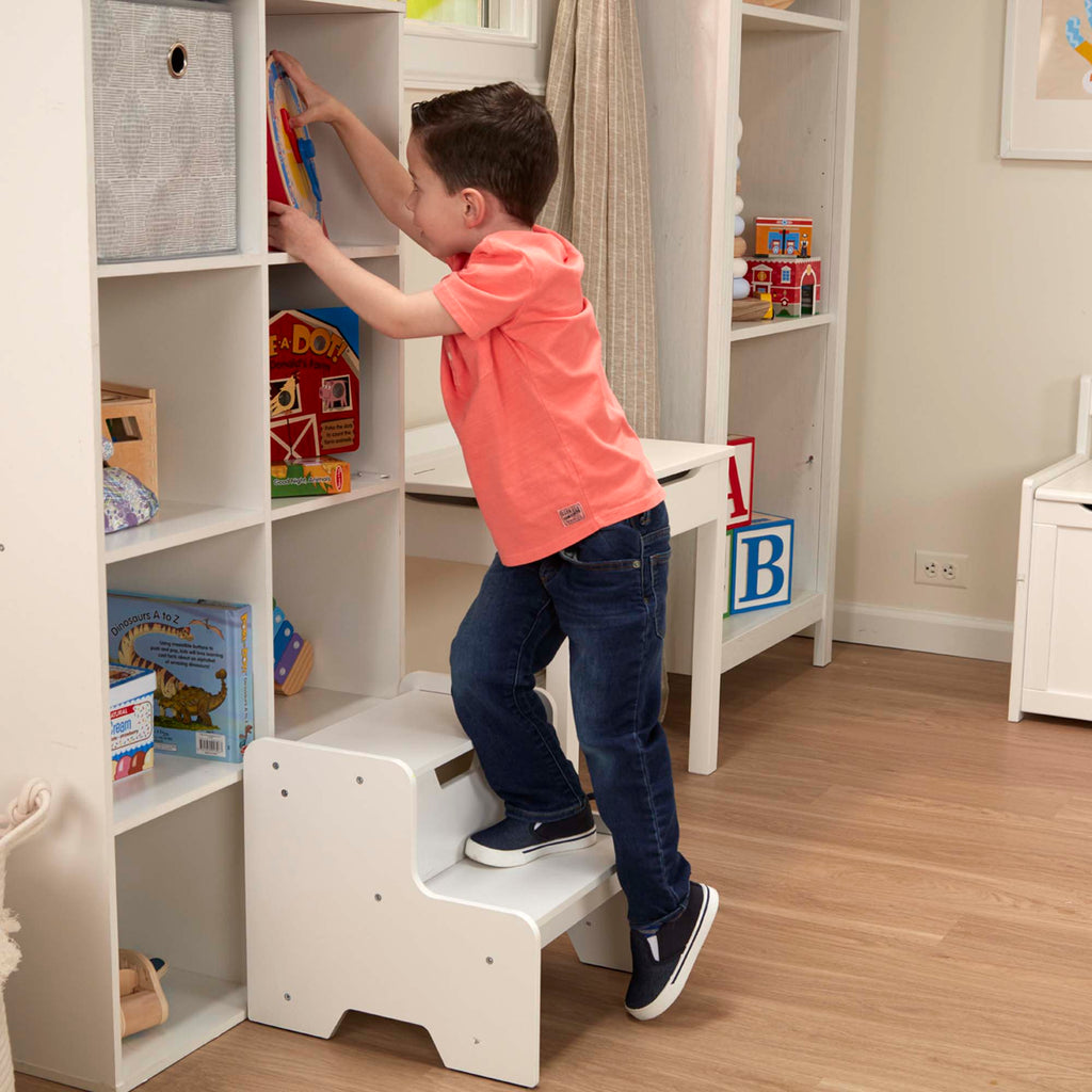 Furniture Premium Quality Wooden Step Stool - White - Durable Material and Safe Design for Daily Kids Play