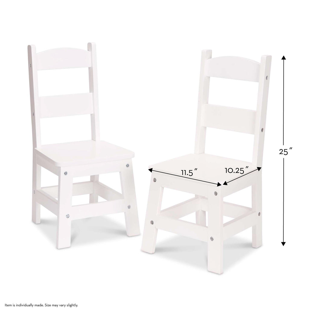 Furniture Premium Quality Wooden Chair Pair  - White - Durable Material and Safe Design for Daily Kids Play