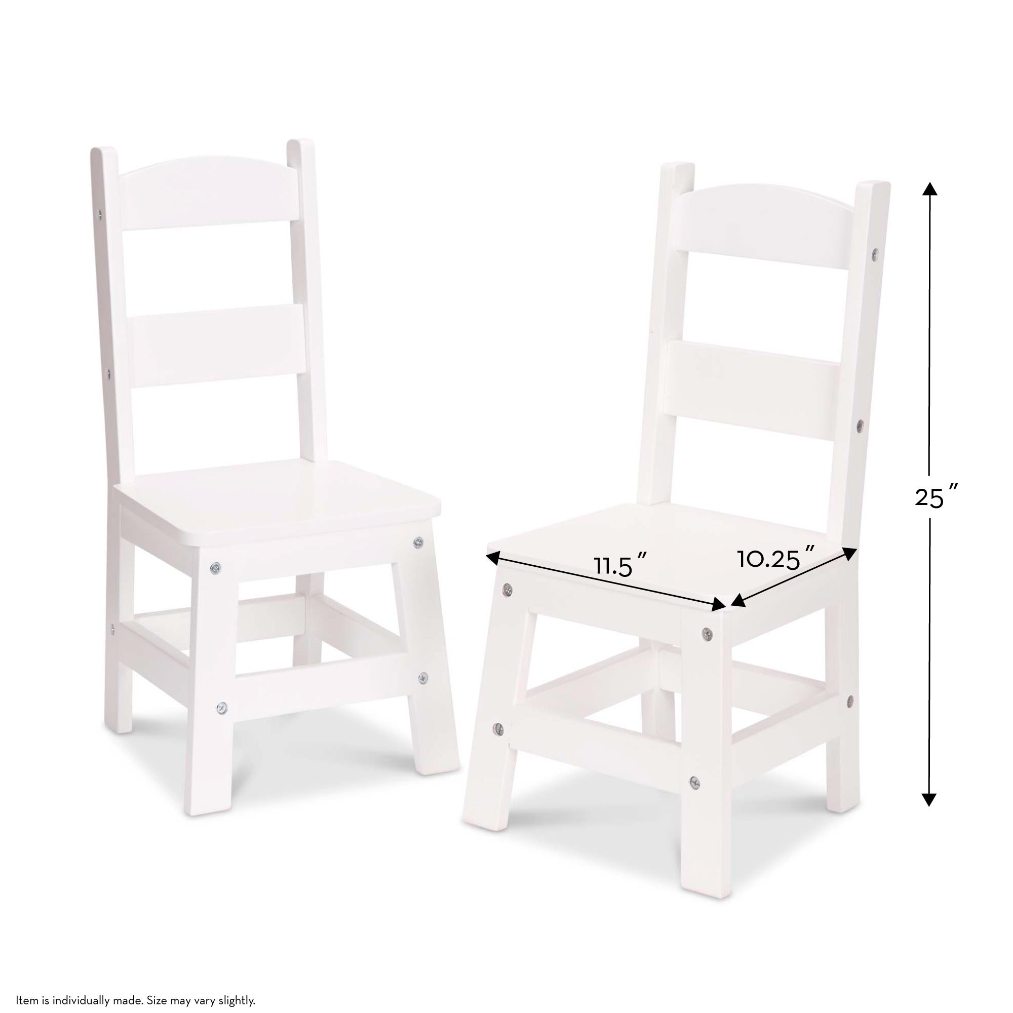 Furniture Premium Quality Wooden Chair Pair  - White - Durable Material and Safe Design for Daily Kids Play