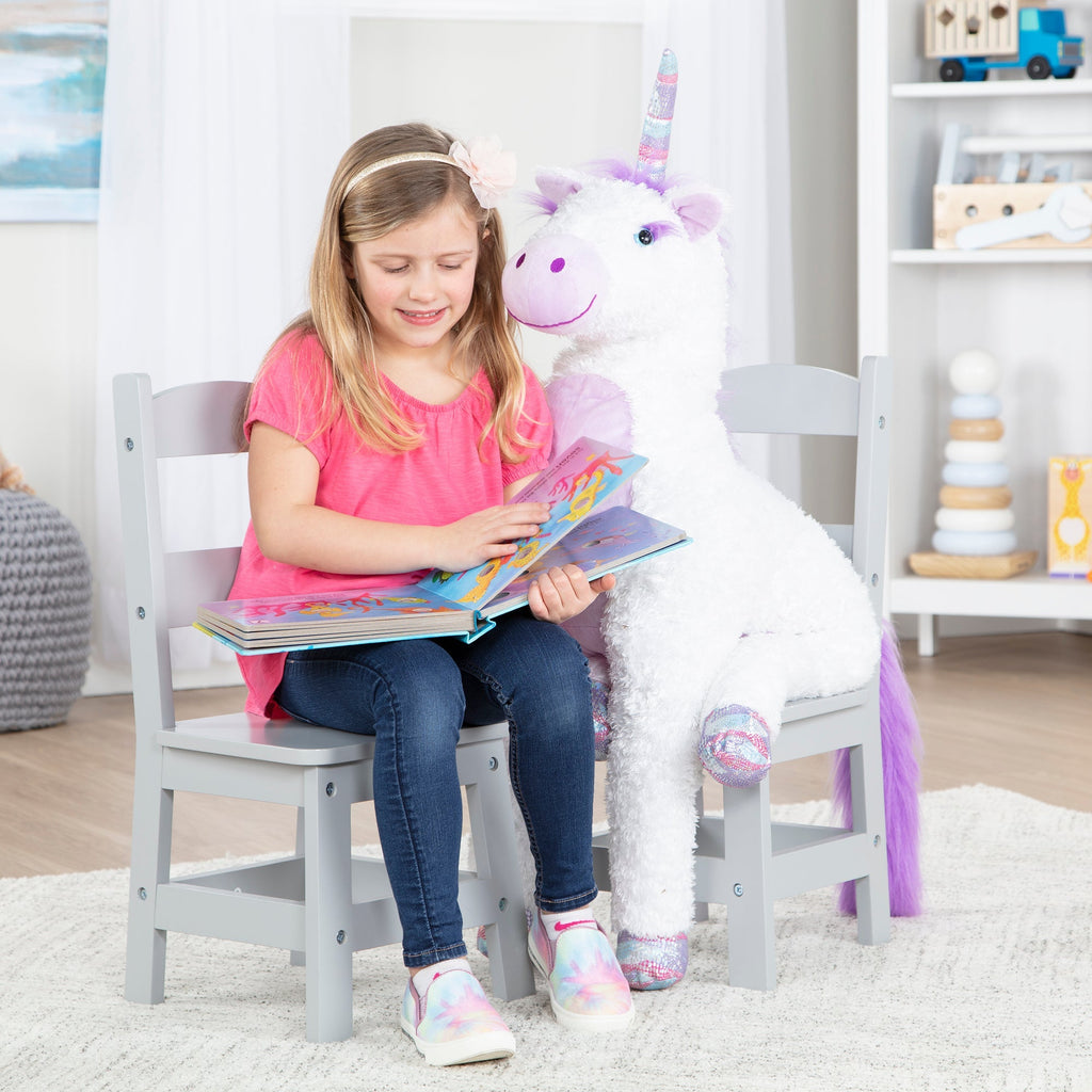 Furniture Premium Quality Child’s Wooden Chair Pair – Gray - Durable Material and Safe Design for Daily Kid...