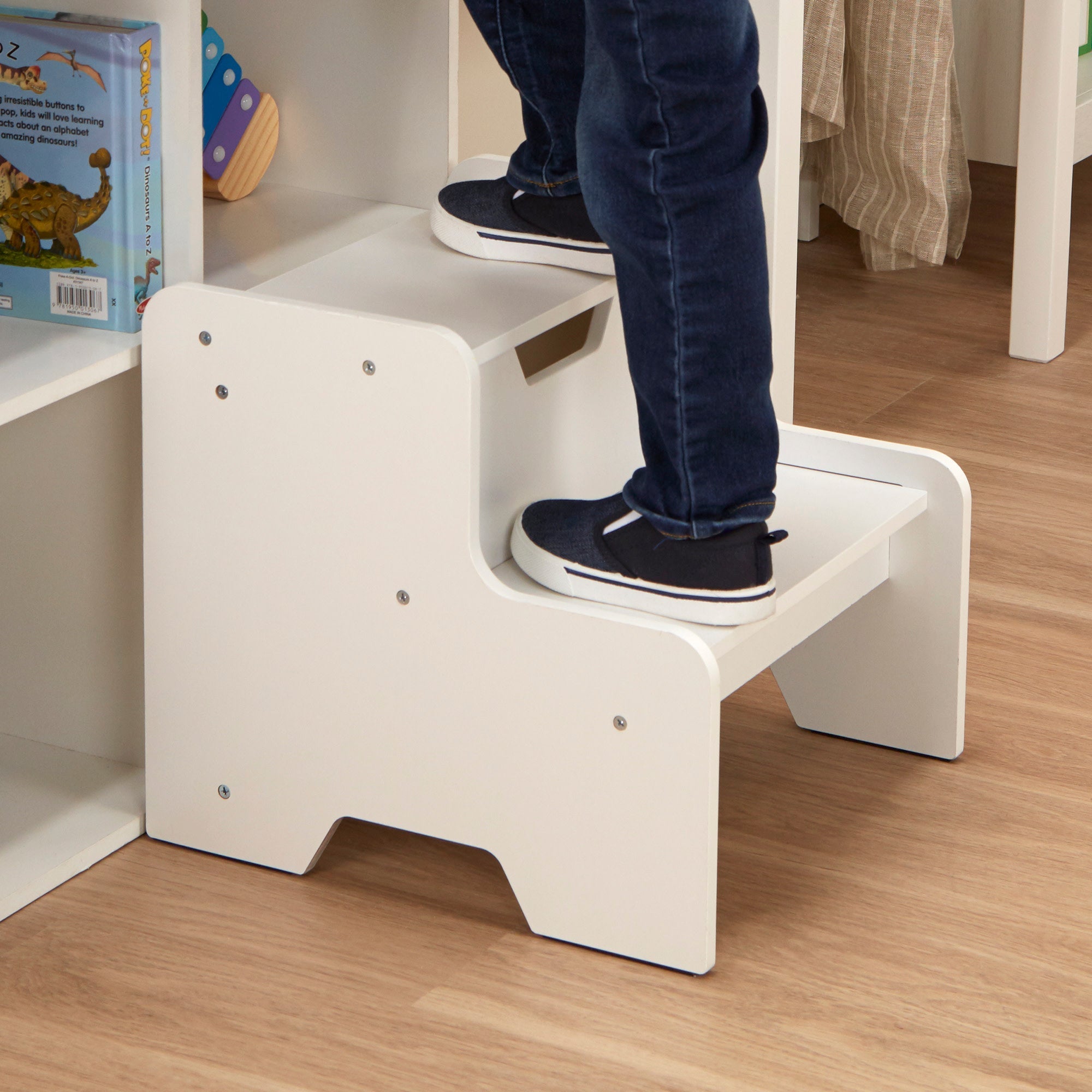 Furniture Premium Quality Wooden Step Stool - White - Durable Material and Safe Design for Daily Kids Play