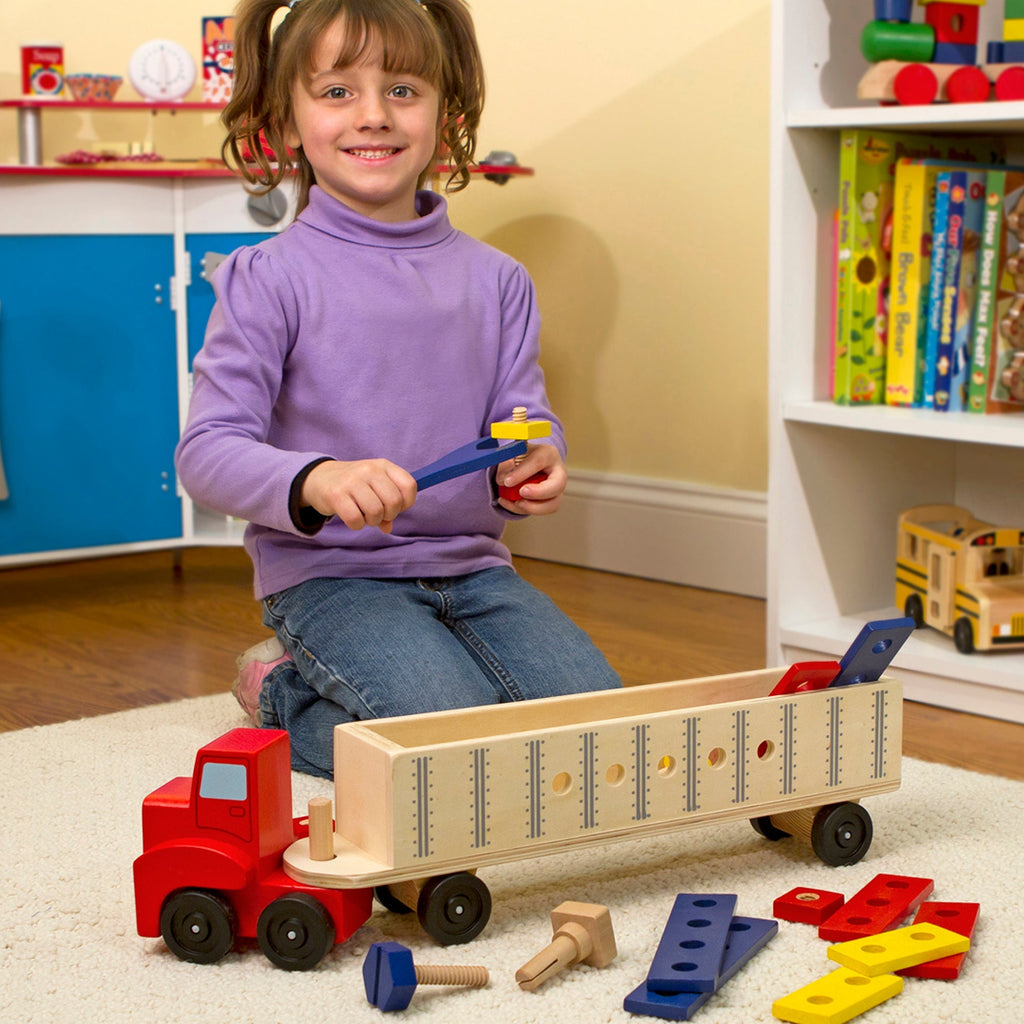 Vehicles & Trains Premium Quality Wooden Big Rig Building Set - Durable Material and Safe Design for Daily ...