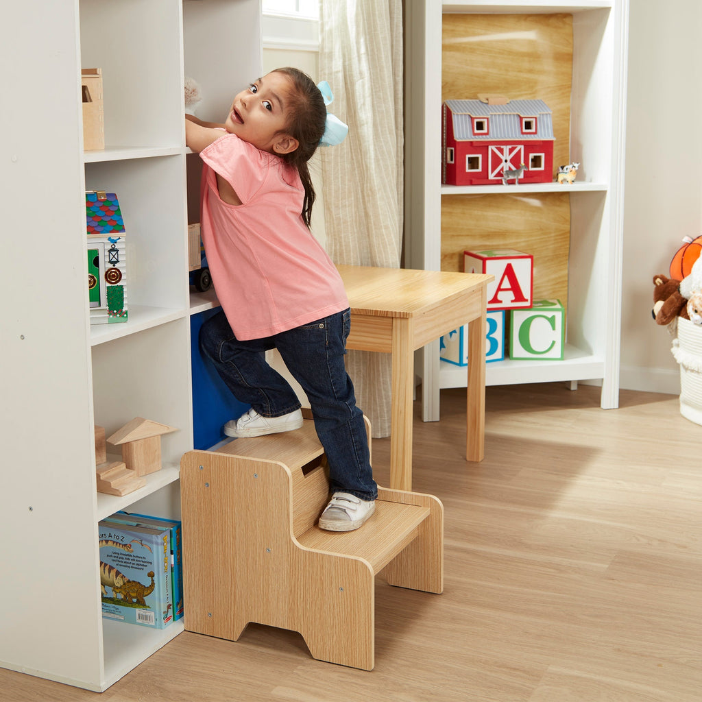 Furniture Premium Quality Wooden Step Stool - Natural - Durable Material and Safe Design for Daily Kids Play